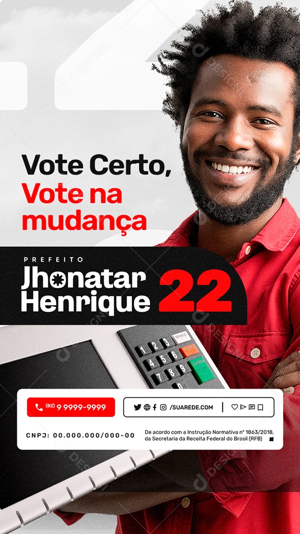 Story Eleição 2024 Prefeito Jhonatar Henrique Social Media PSD Editável