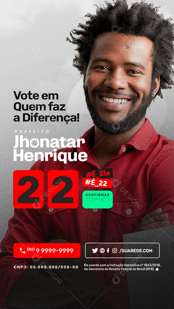 Story Eleição 2024 Prefeito Jhonatar Henrique 22 Social Media PSD Editável