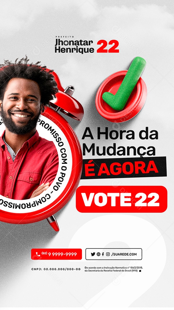 Story Eleição 2024 Prefeito Jhonatar Henrique 22 Social Media PSD Editável