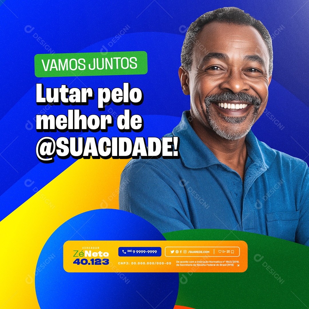 Social Media Política Eleição 2024 Vereador Zé Neto PSD Editável