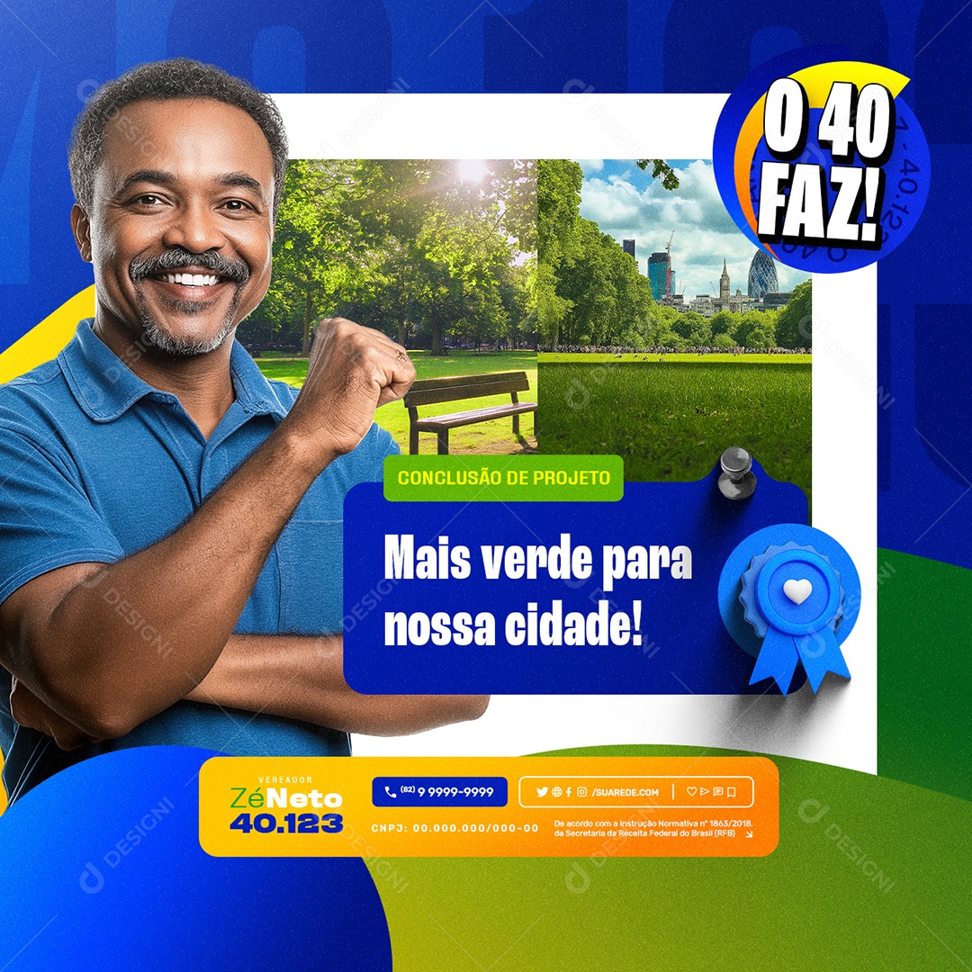 Social Media Política Eleição 2024 Vereador Zé Neto PSD Editável