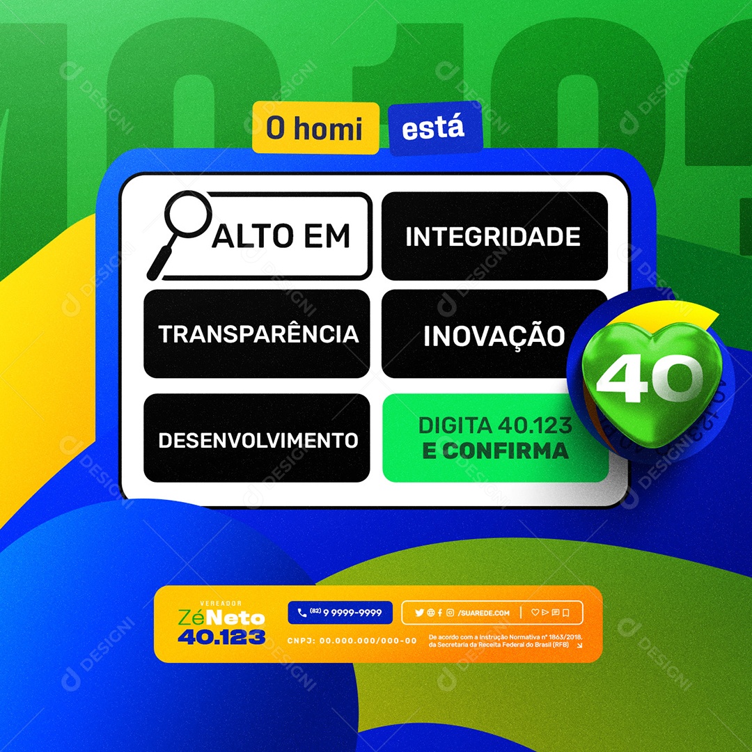 Social Media Política Eleição 2024 Vereador Zé Neto PSD Editável