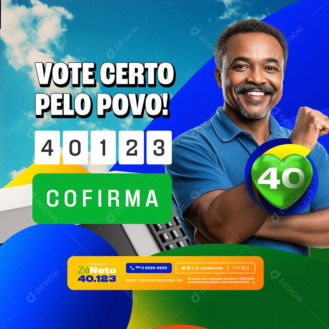 Política Eleição 2024 Vereador Zé Neto Social Media PSD Editável