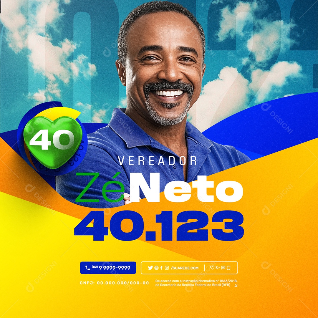 Política Eleição 2024 Vereador Zé Neto Social Media PSD Editável
