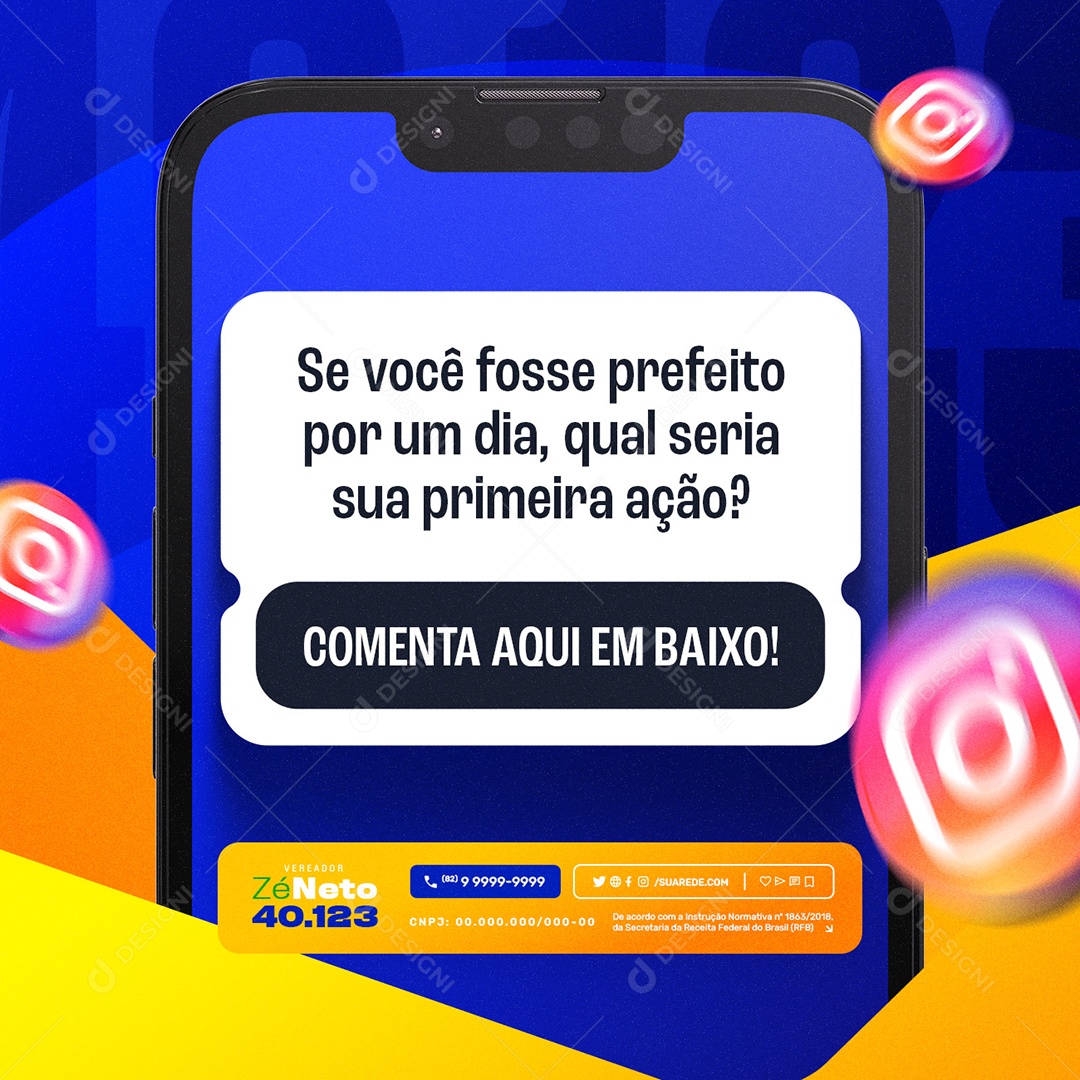 Política Eleição 2024 Vereador Zé Neto Social Media PSD Editável