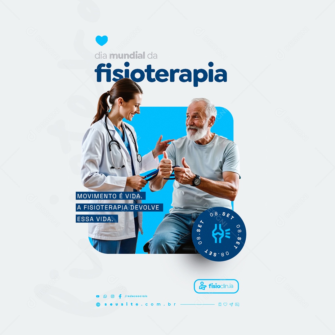 Dia Mundial da Fisioterapia 08 de Setembro Social Media PSD Editável