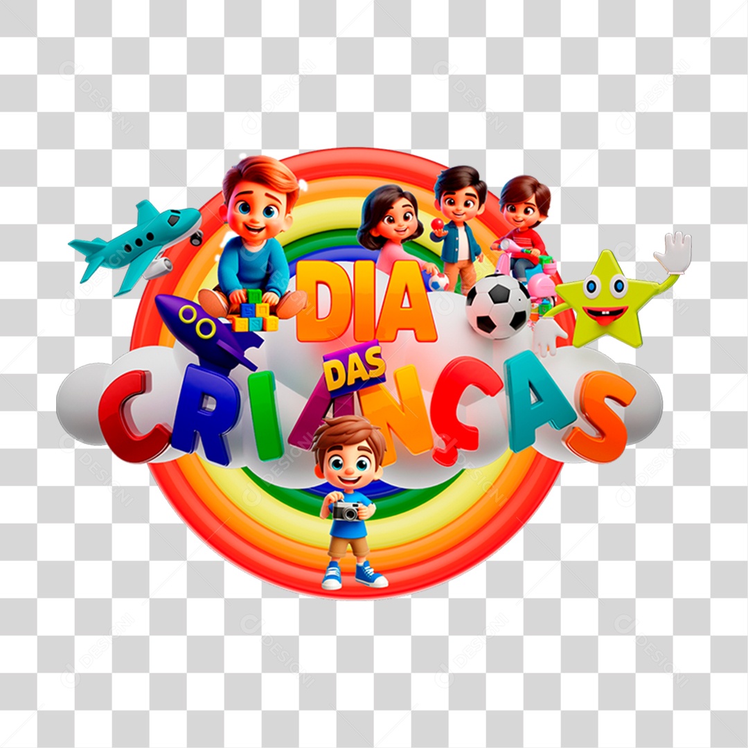 Selo 3D Dia das Crianças PNG Transparente