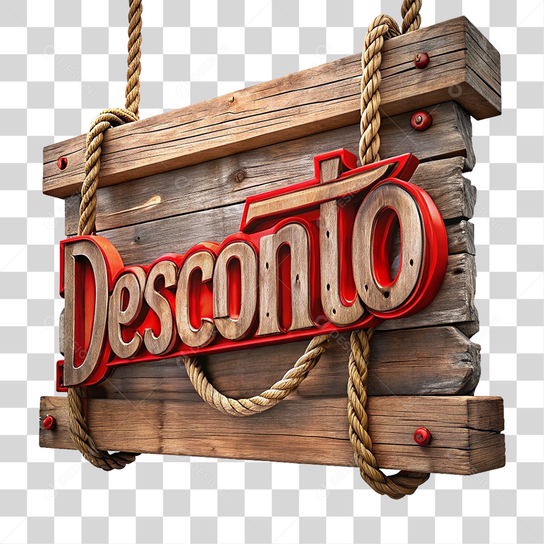 Placa de Madeira Desconto PNG Transparente