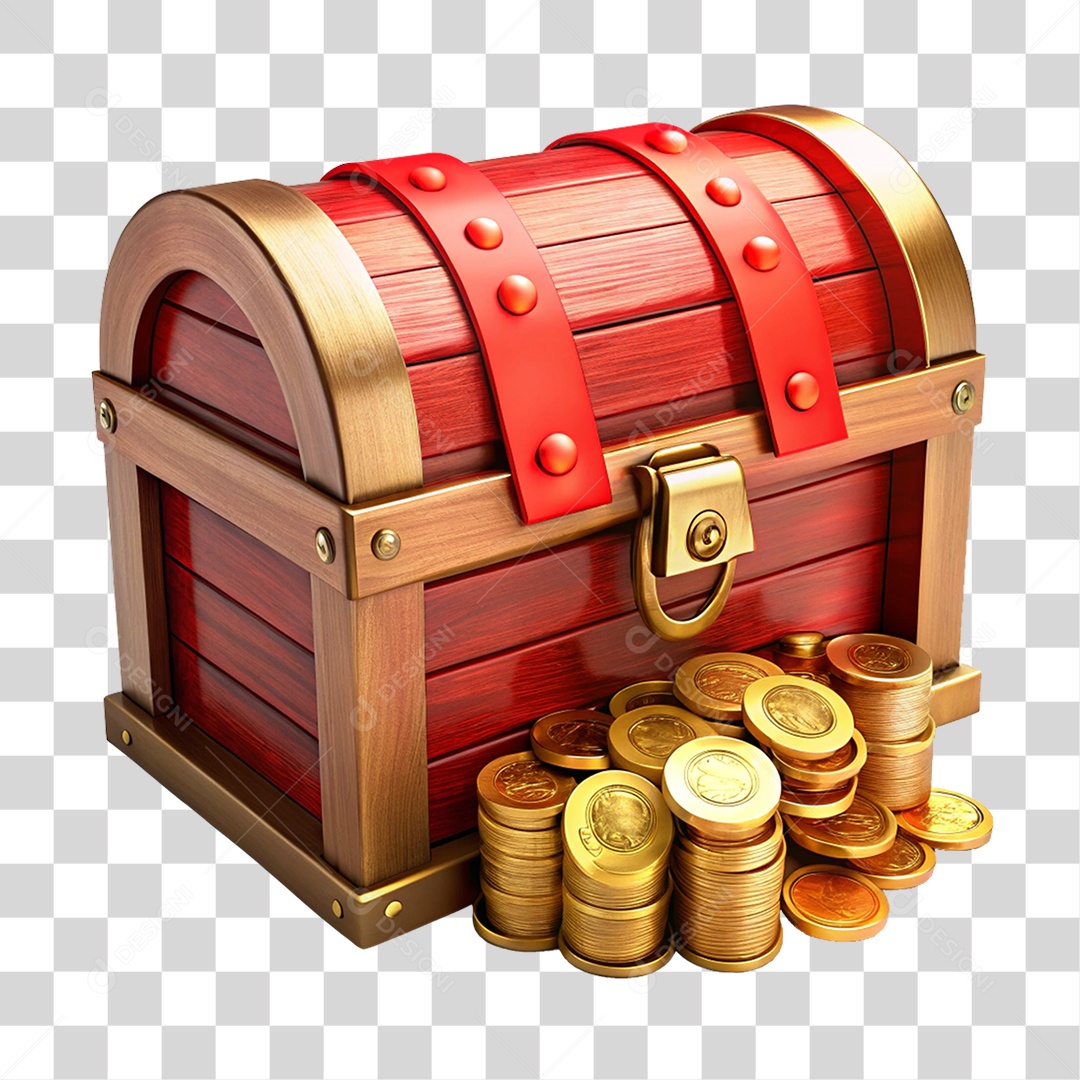 Baú de Moedas Tesouro PNG Transparente