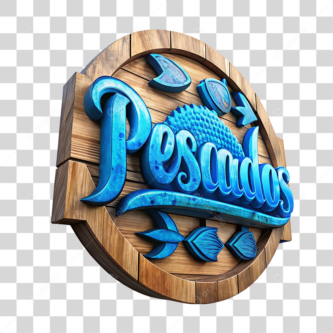 Placa de Madeira Pescados PNG Transparente