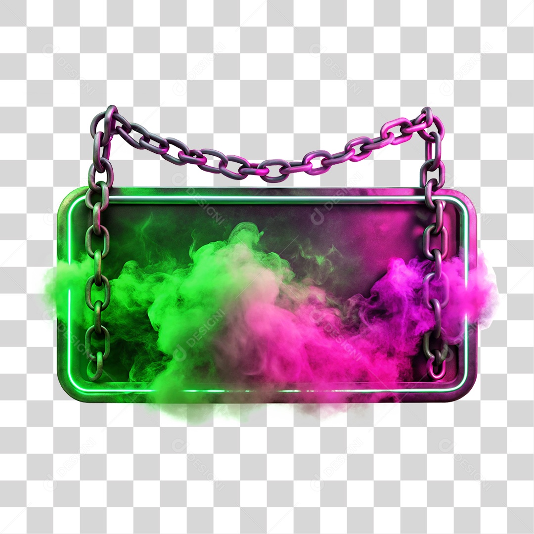 Placa de Metal com Cores Corrente PNG Transparente