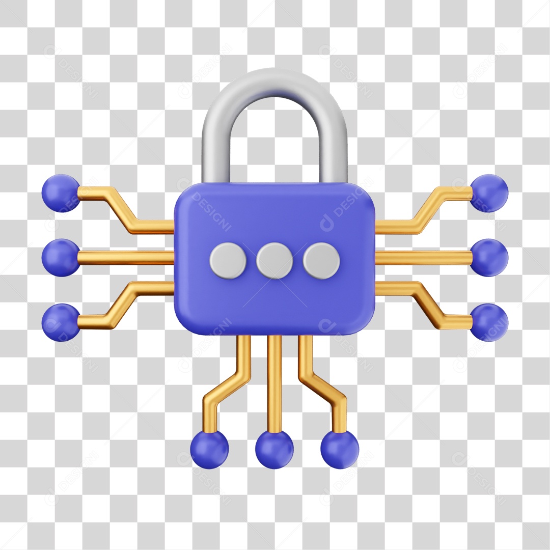 Elemento 3D Segurança na Internet PNG Transparente