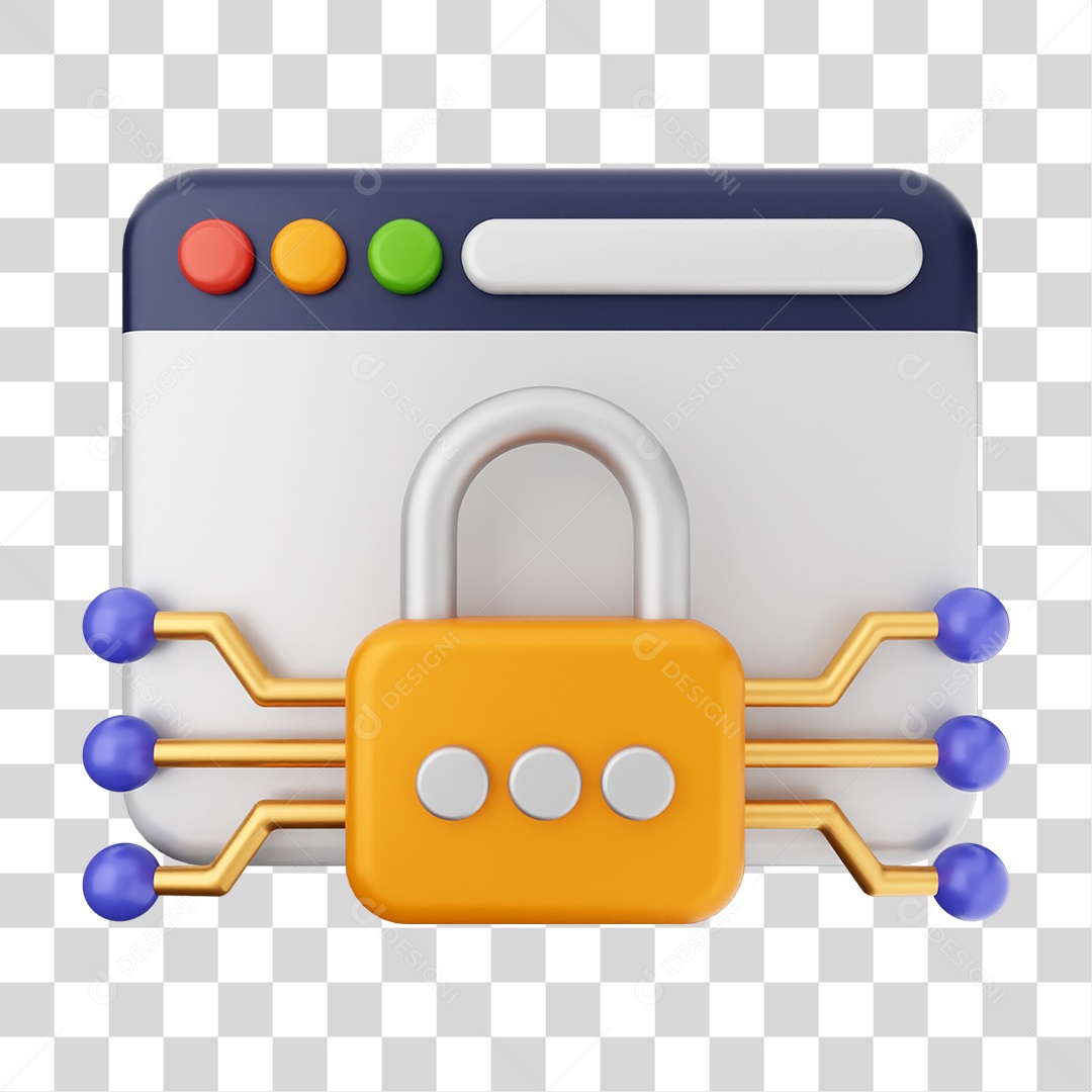 Elemento 3D Segurança na Internet PNG Transparente