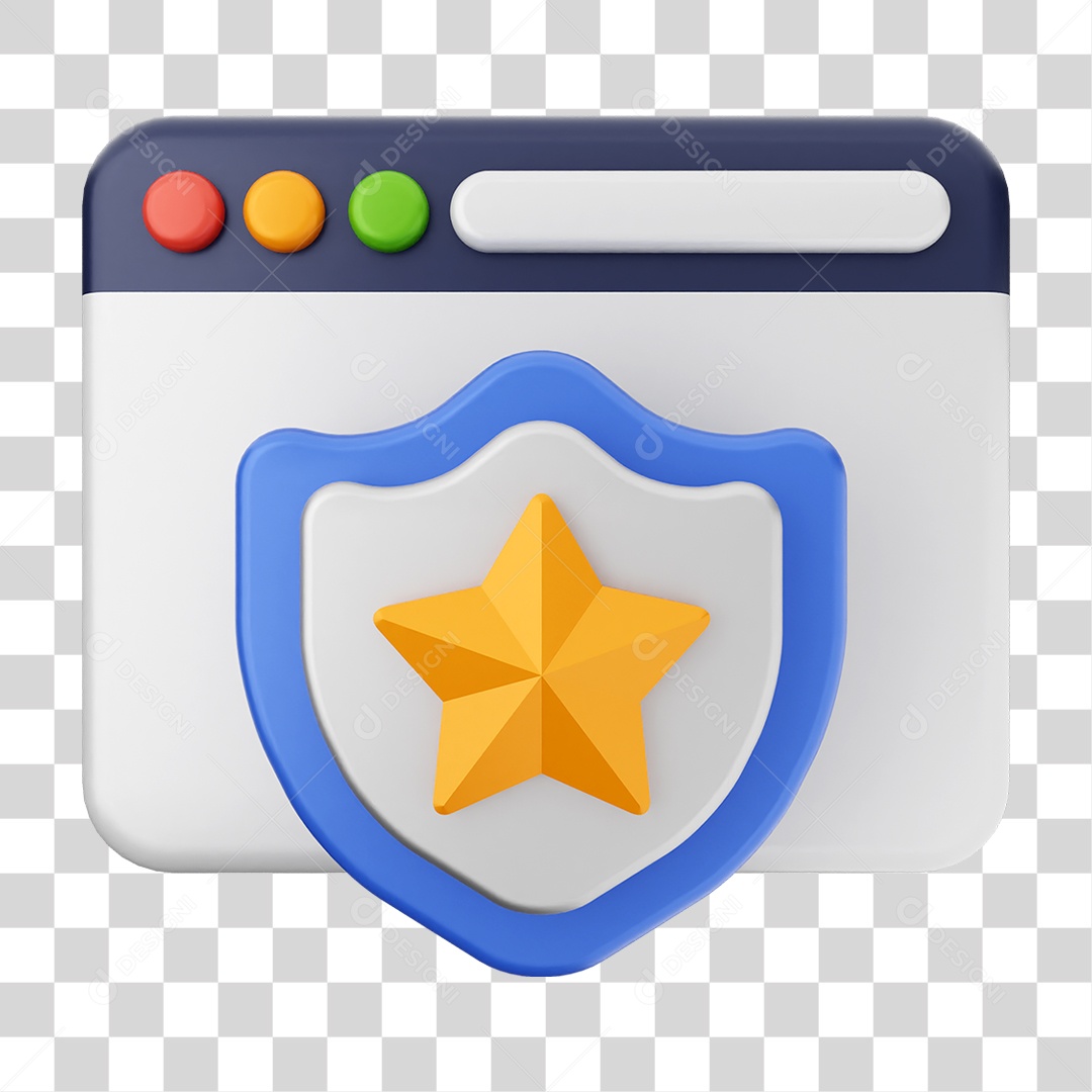 Elemento 3D Segurança na Internet PNG Transparente