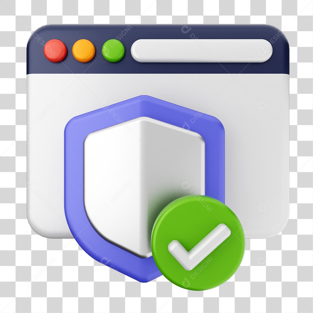 Elemento 3D Segurança na Internet PNG Transparente