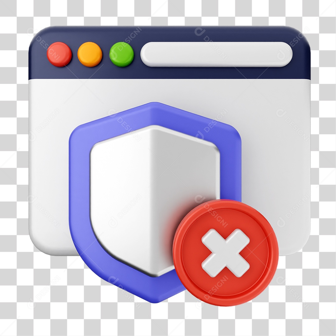 Elemento 3D Segurança na Internet PNG Transparente