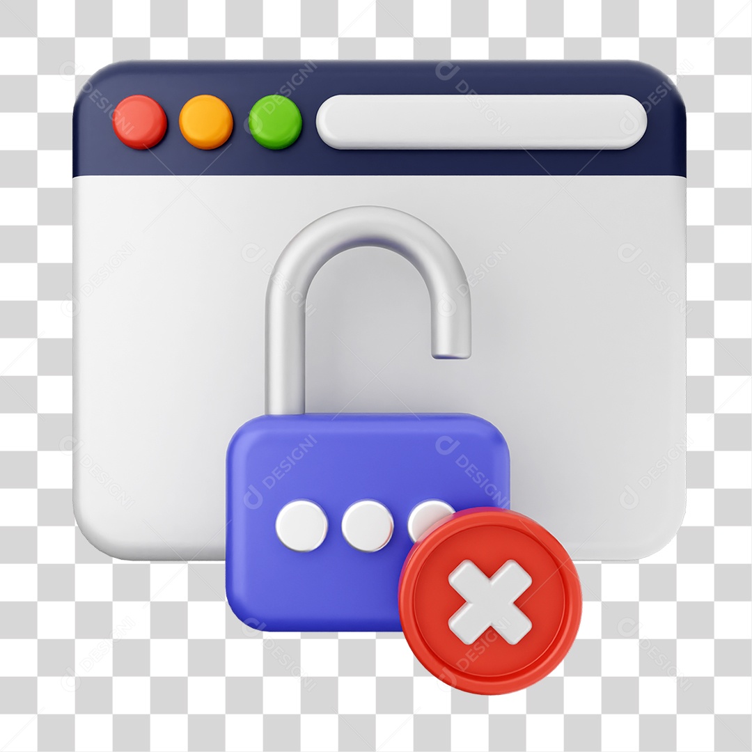 Elemento 3D Segurança na Internet PNG Transparente