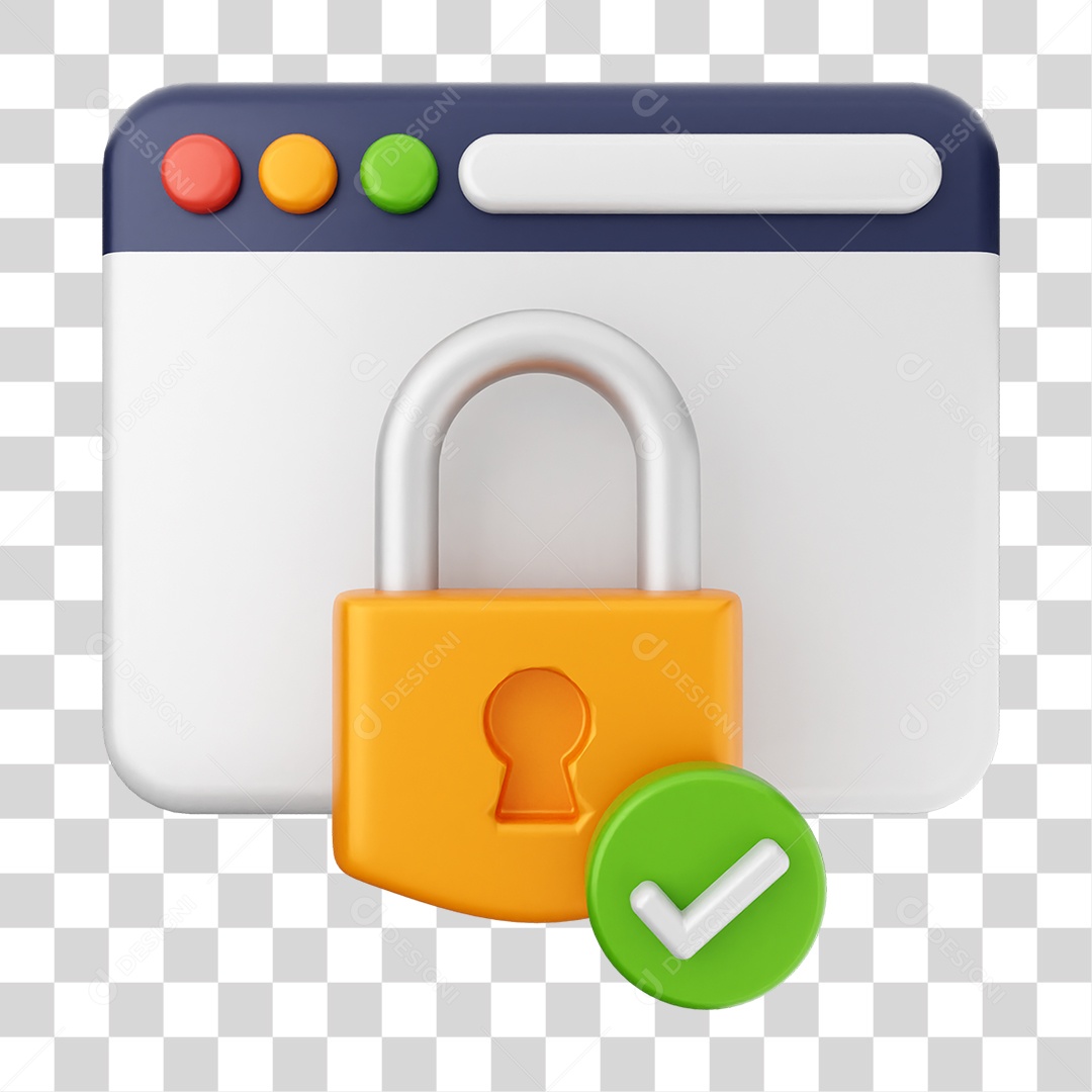 Elemento 3D Segurança na Internet PNG Transparente