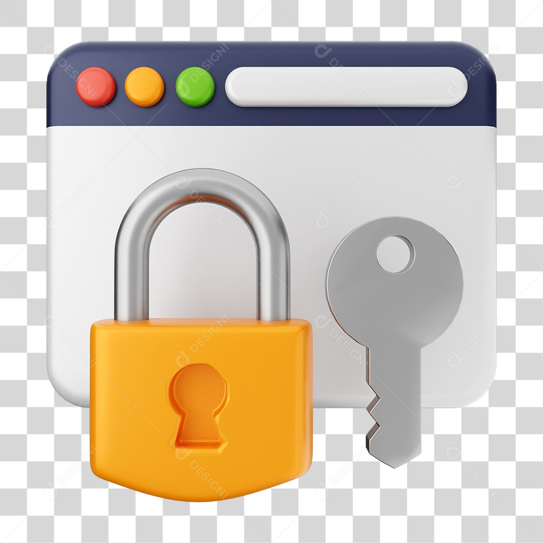 Elemento 3D Segurança na Internet PNG Transparente