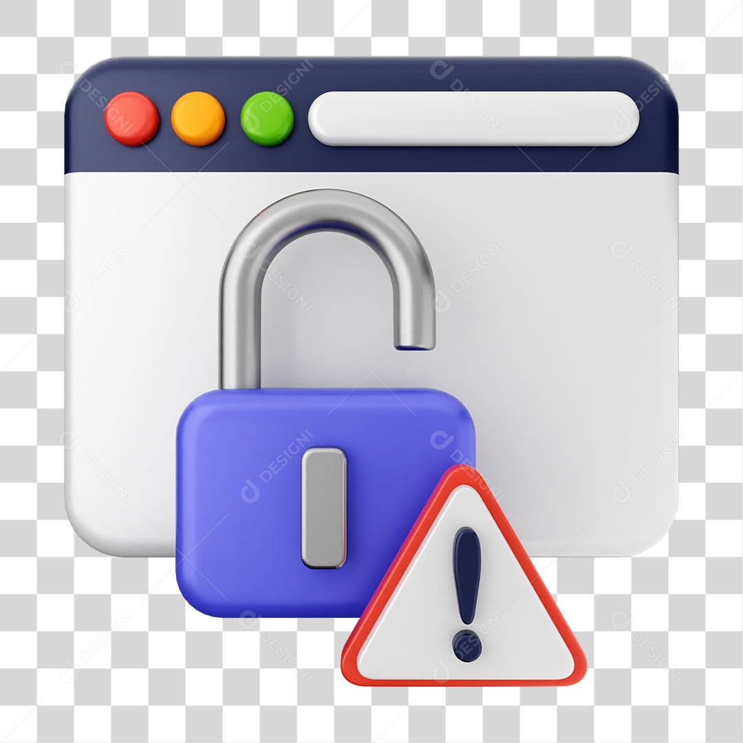 Elemento 3D Segurança na Internet PNG Transparente