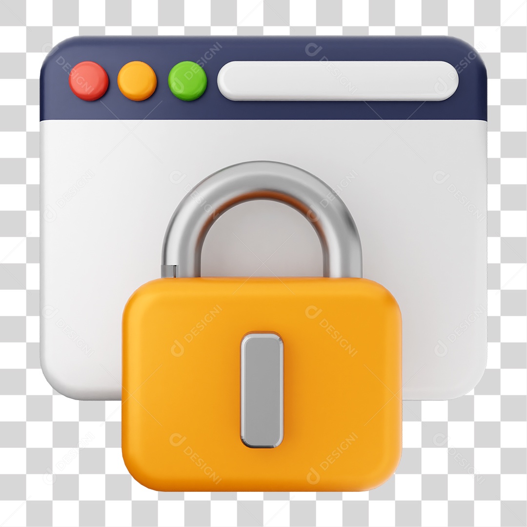 Elemento 3D Segurança na Internet PNG Transparente