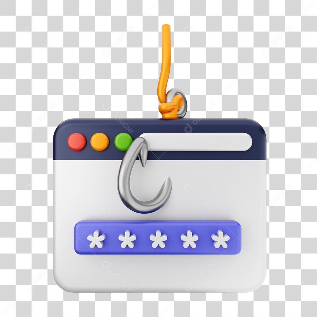 Elemento 3D Segurança na Internet PNG Transparente