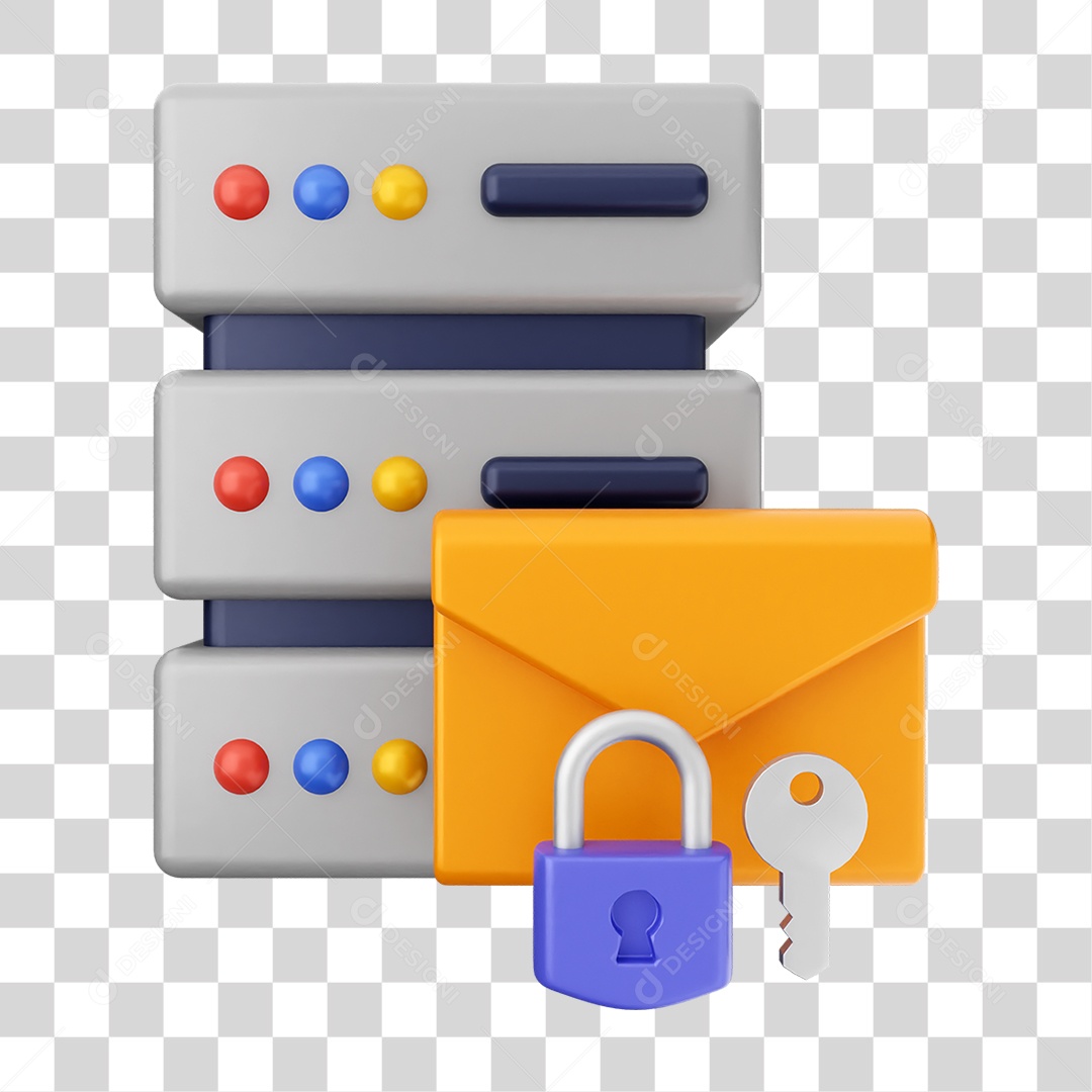 Elemento 3D Segurança na Internet PNG Transparente