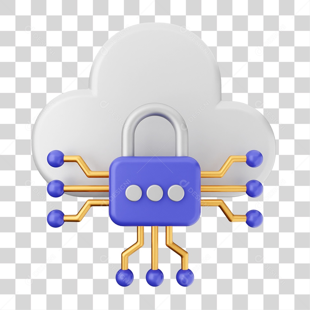 Elemento 3D Segurança na Internet PNG Transparente