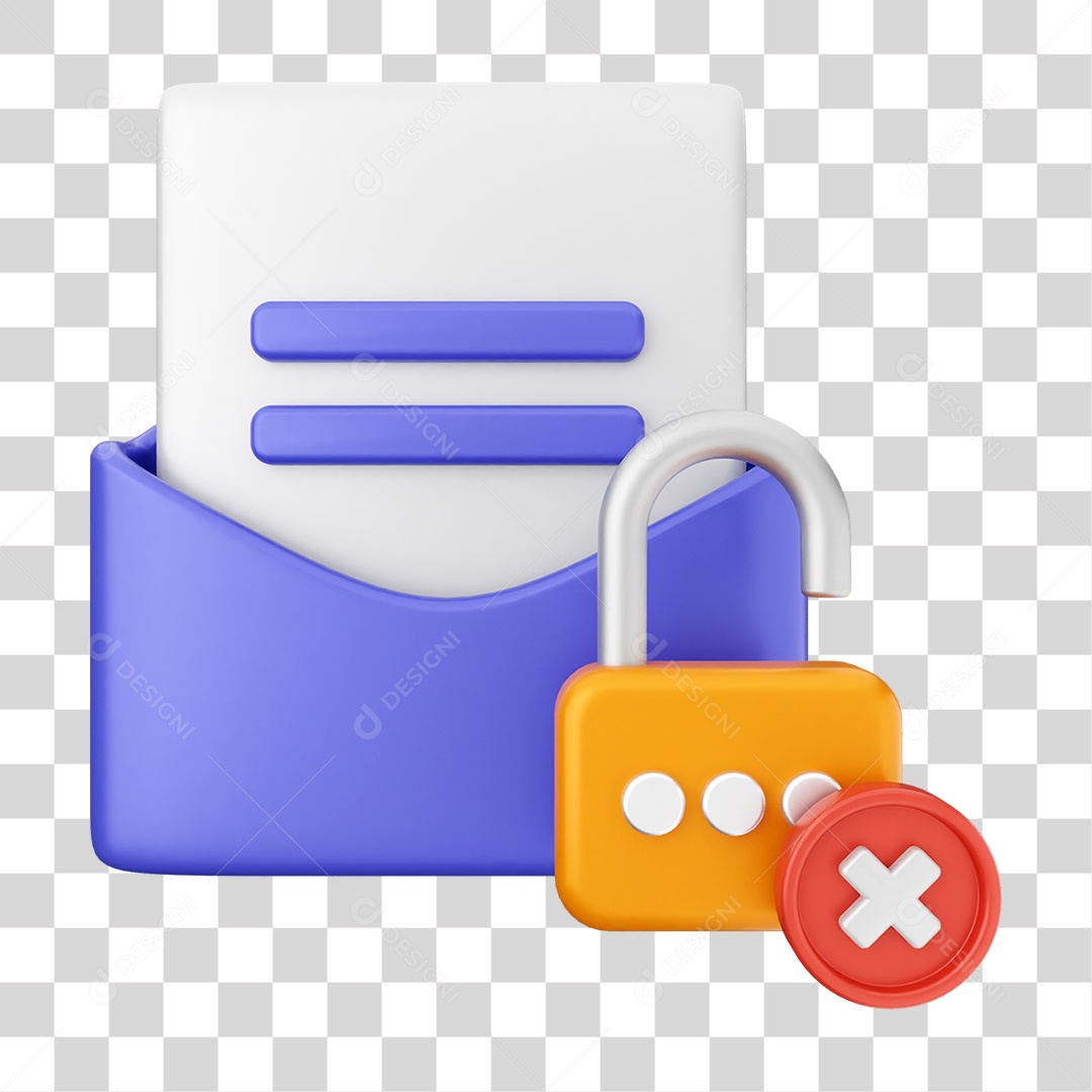 Elemento 3D Segurança na Internet PNG Transparente