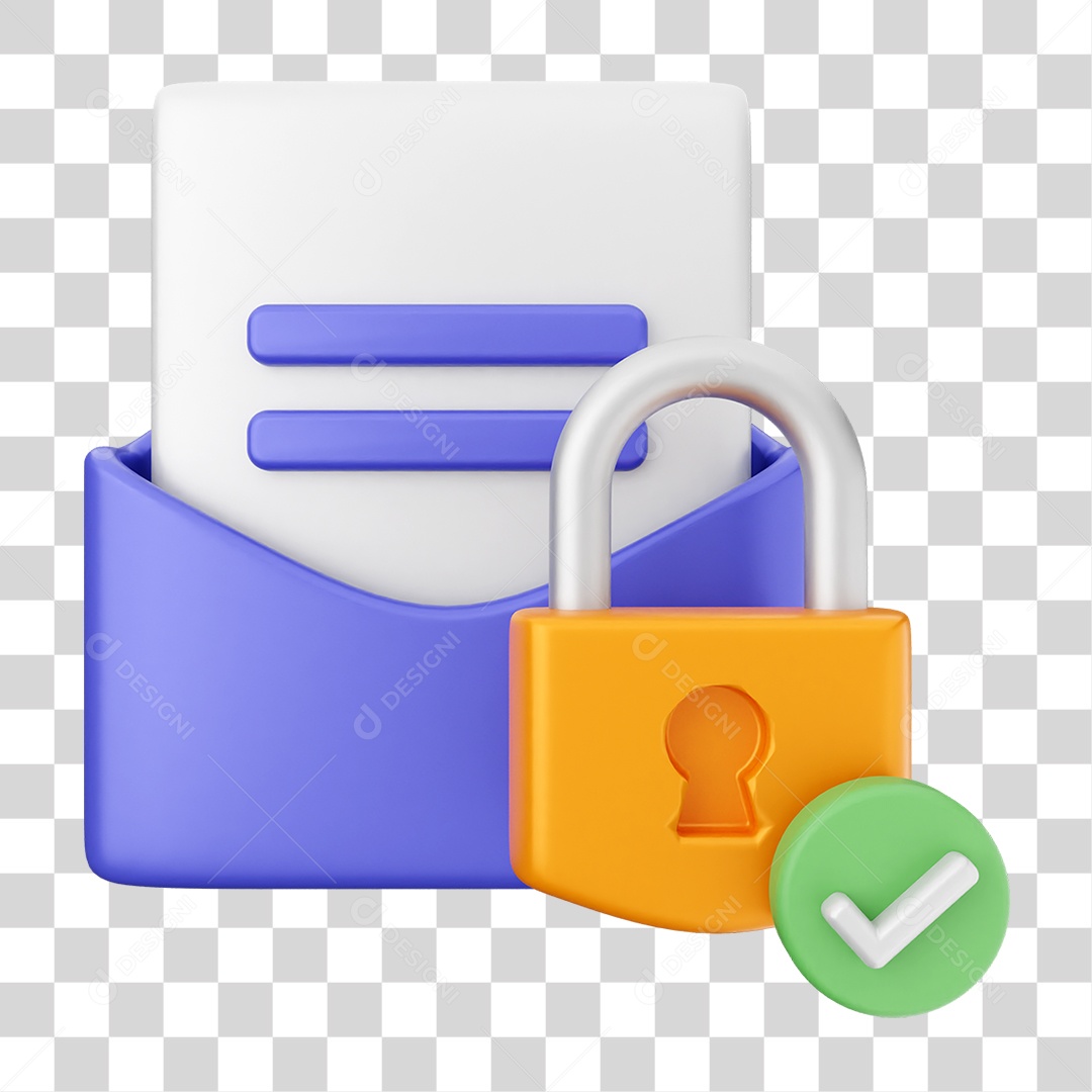 Elemento 3D Segurança na Internet PNG Transparente