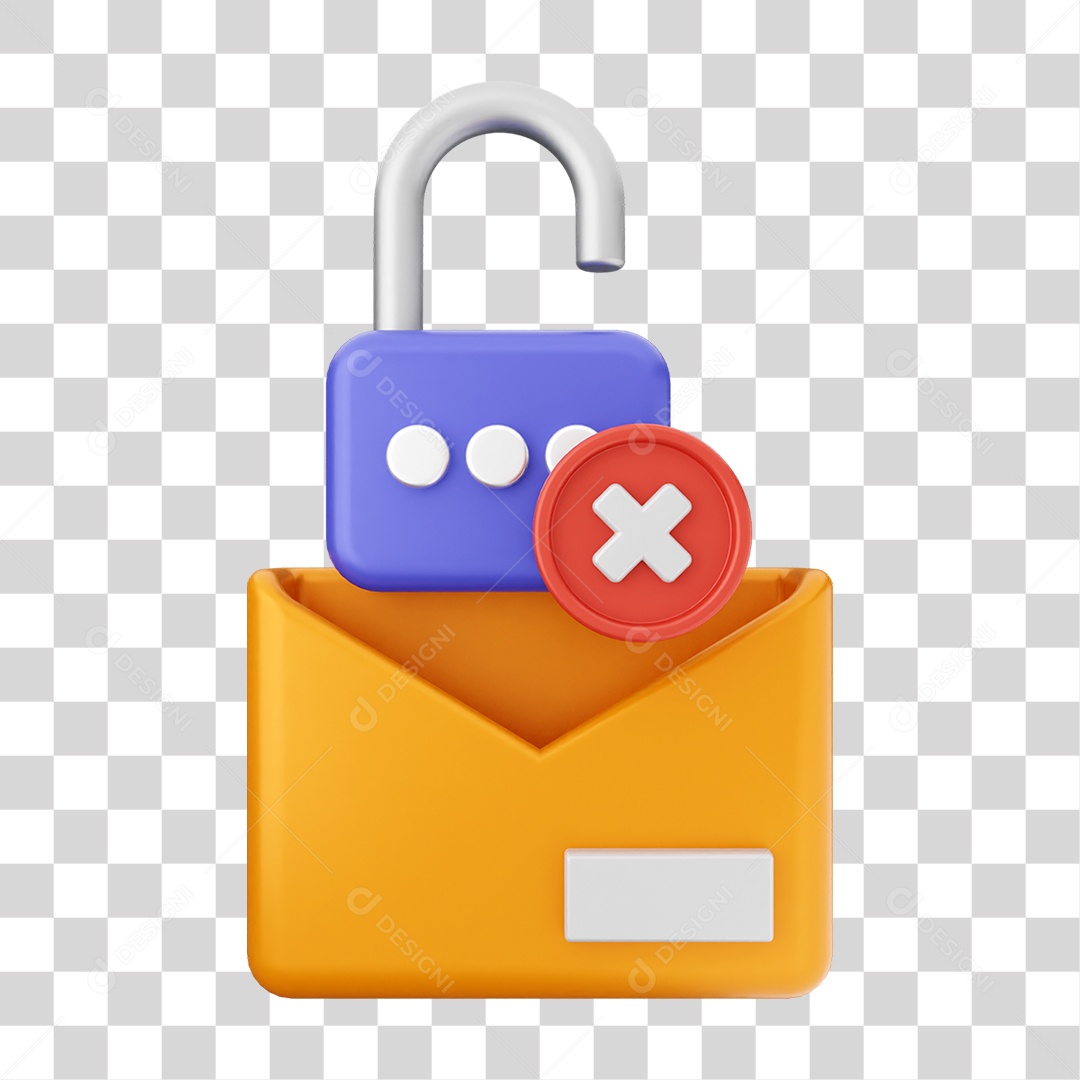 Elemento 3D Segurança na Internet PNG Transparente