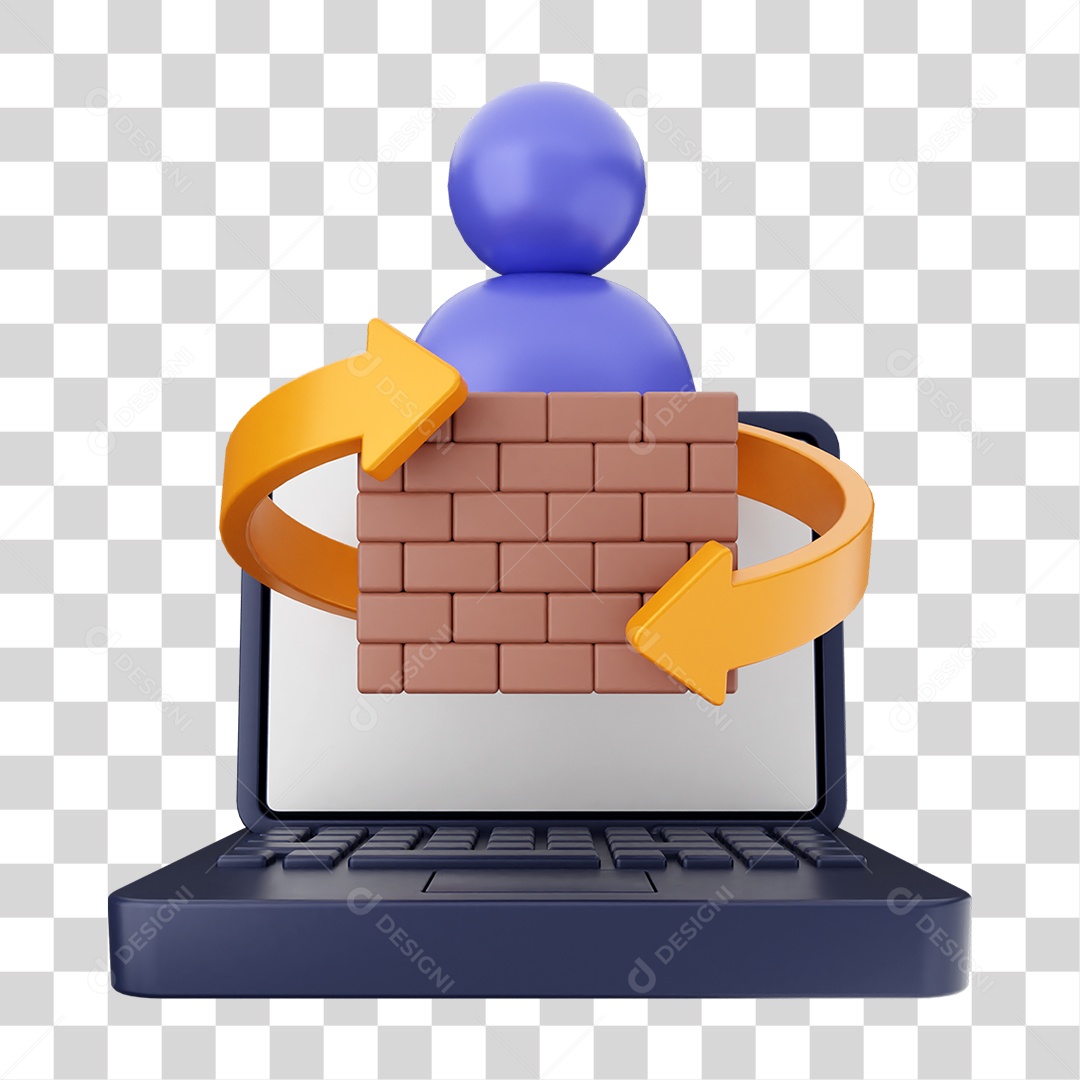 Elemento 3D Segurança na Internet PNG Transparente