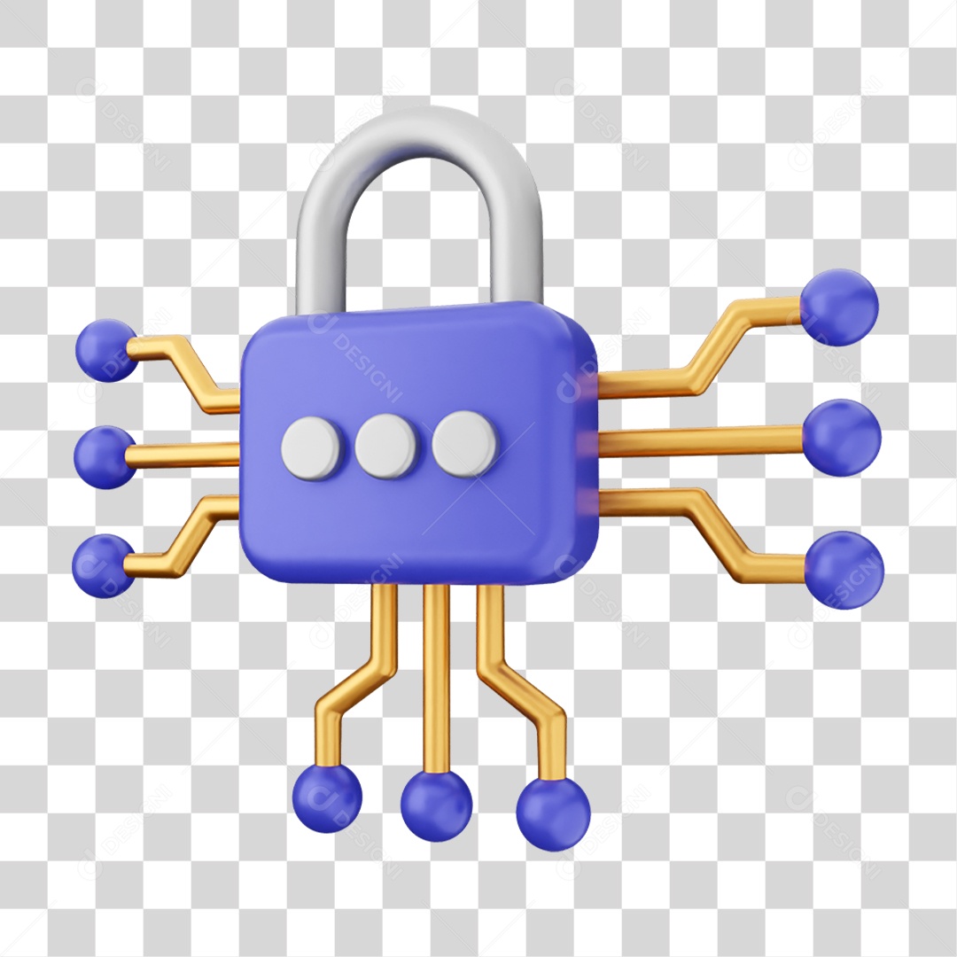 Elemento 3D Segurança na Internet PNG Transparente
