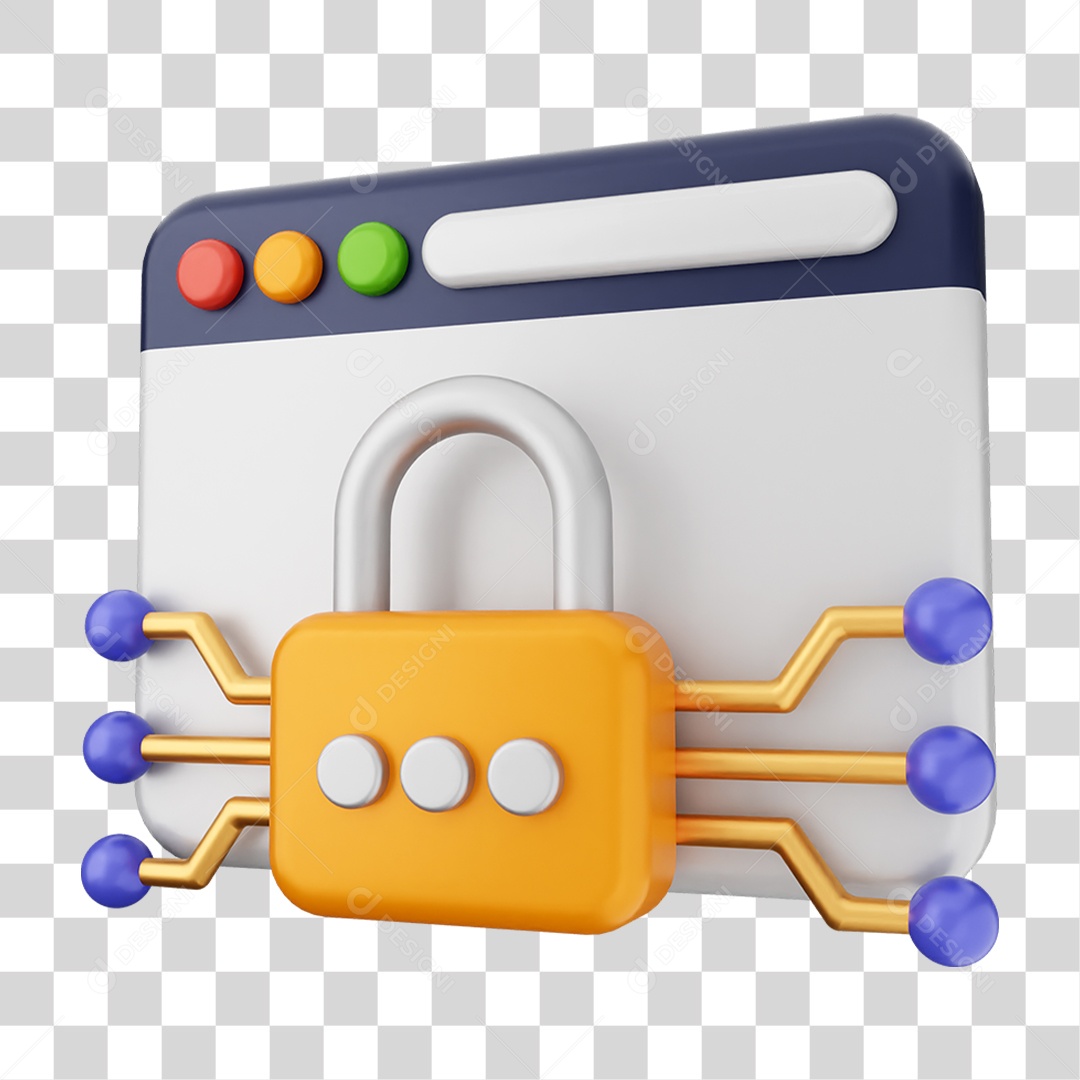 Elemento 3D Segurança na Internet PNG Transparente