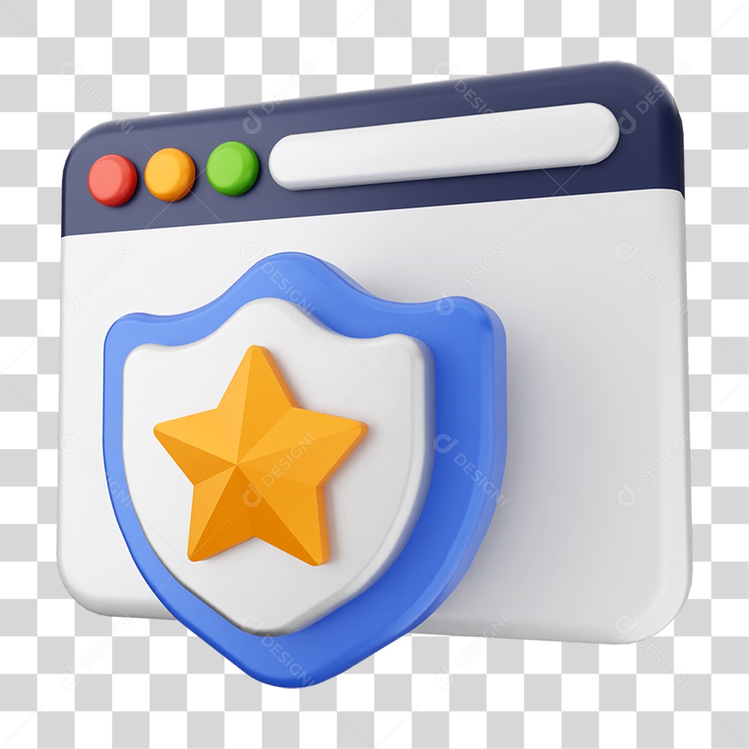 Elemento 3D Segurança na Internet PNG Transparente