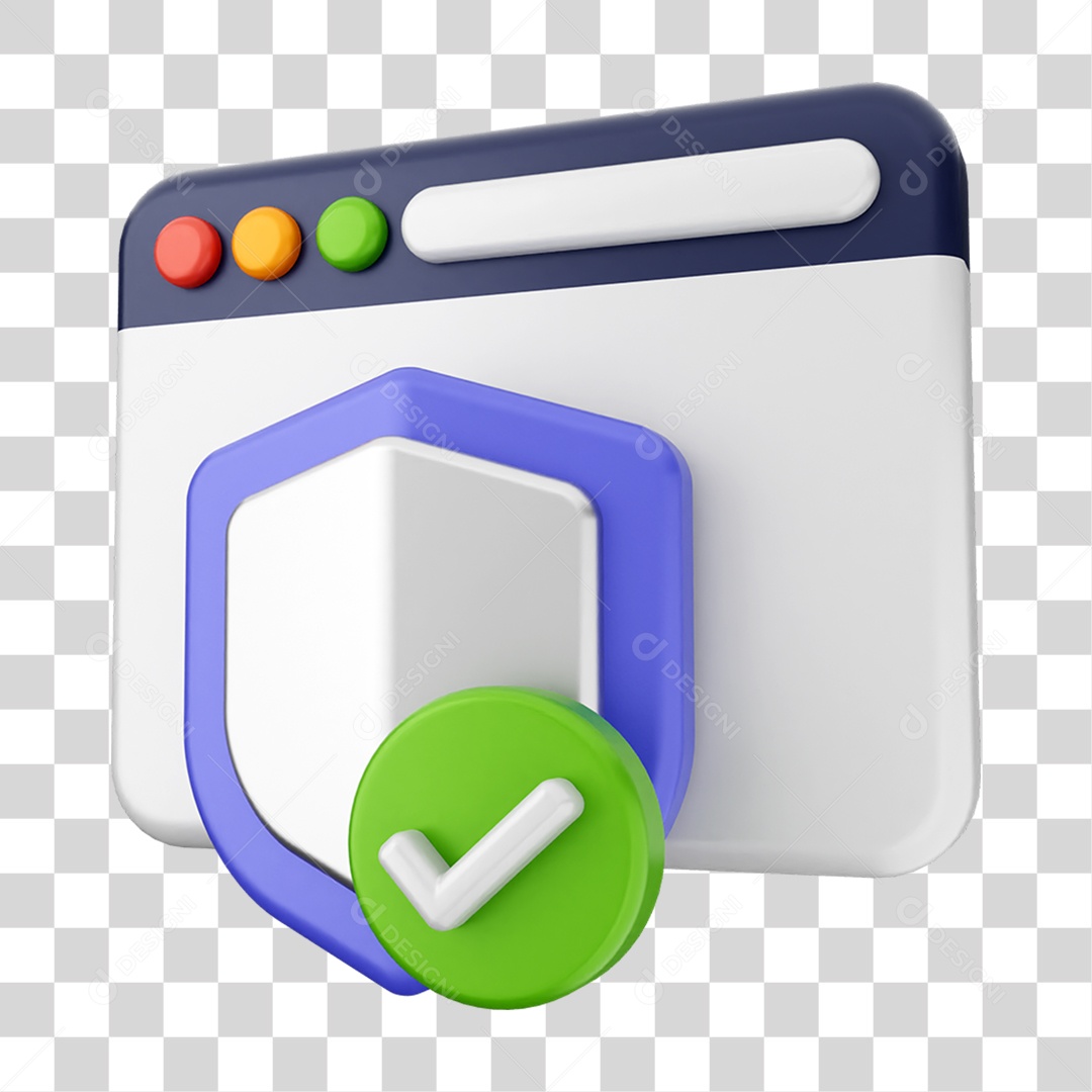 Elemento 3D Segurança na Internet PNG Transparente