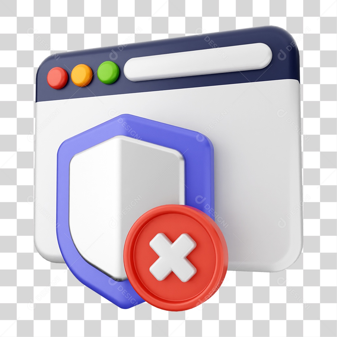 Elemento 3D Segurança na Internet PNG Transparente