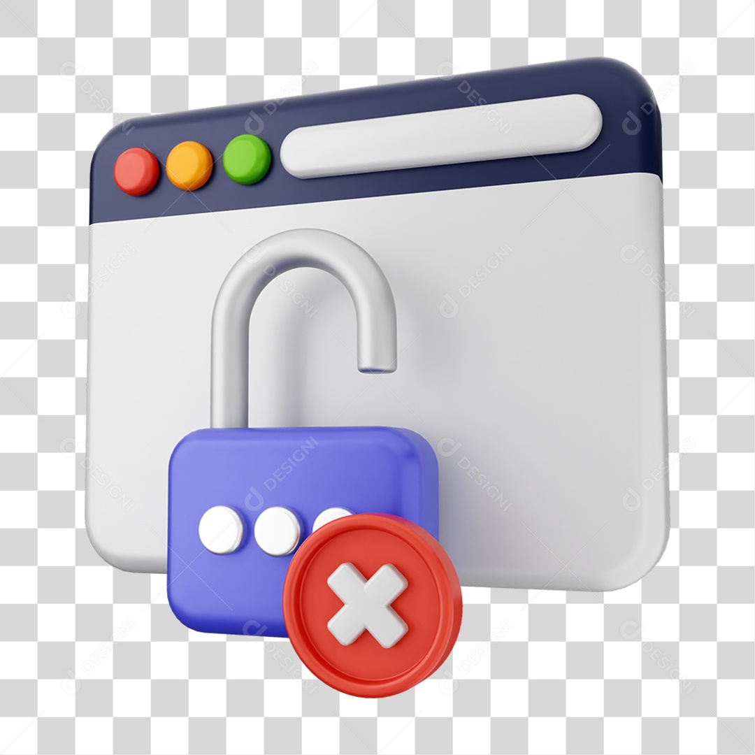 Elemento 3D Segurança na Internet PNG Transparente