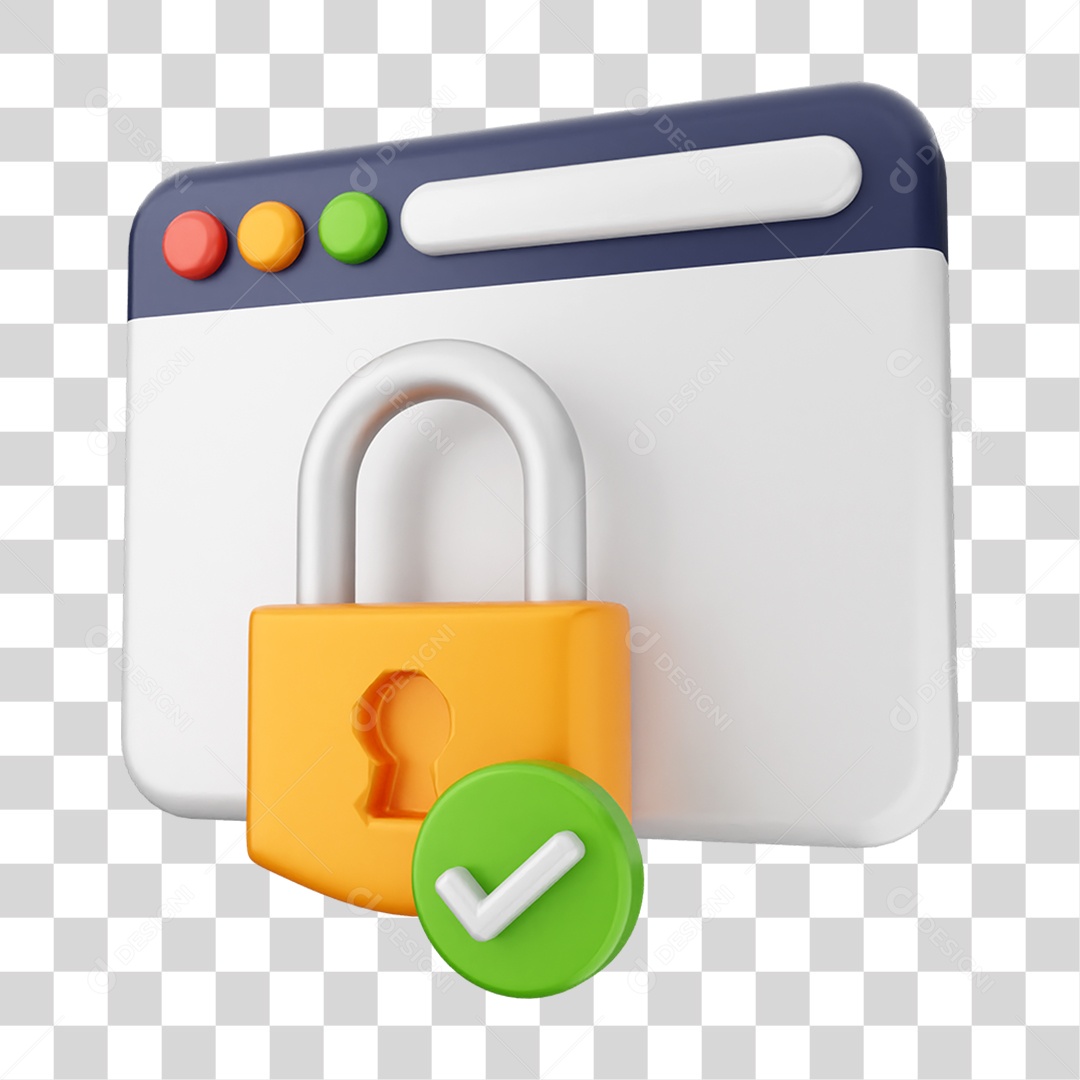 Elemento 3D Segurança na Internet PNG Transparente
