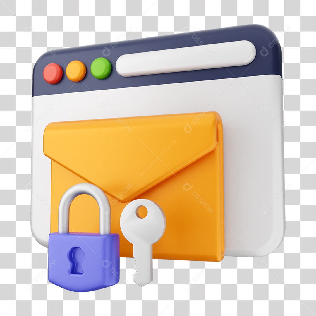 Elemento 3D Segurança na Internet PNG Transparente