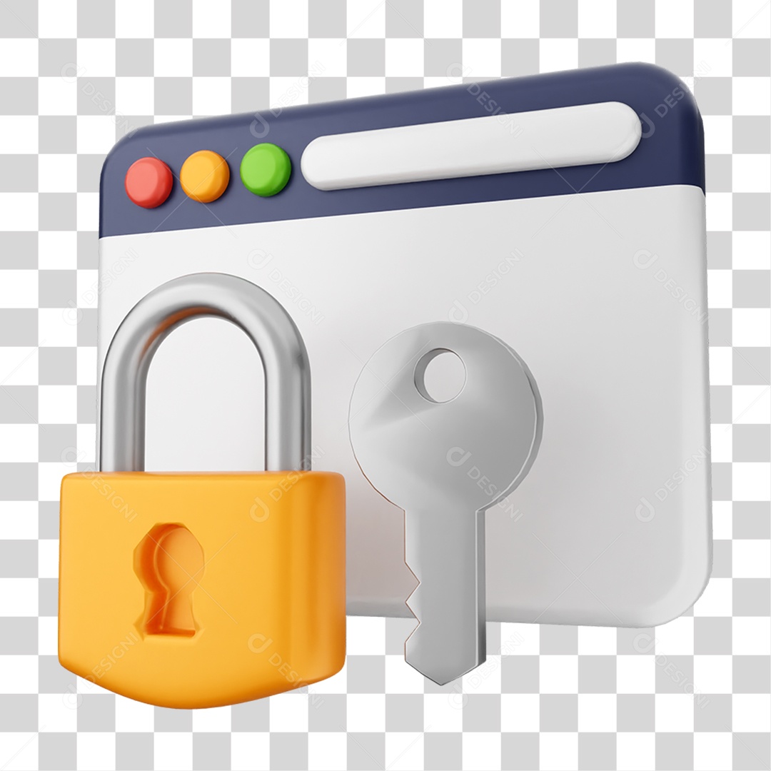 Elemento 3D Segurança na Internet PNG Transparente