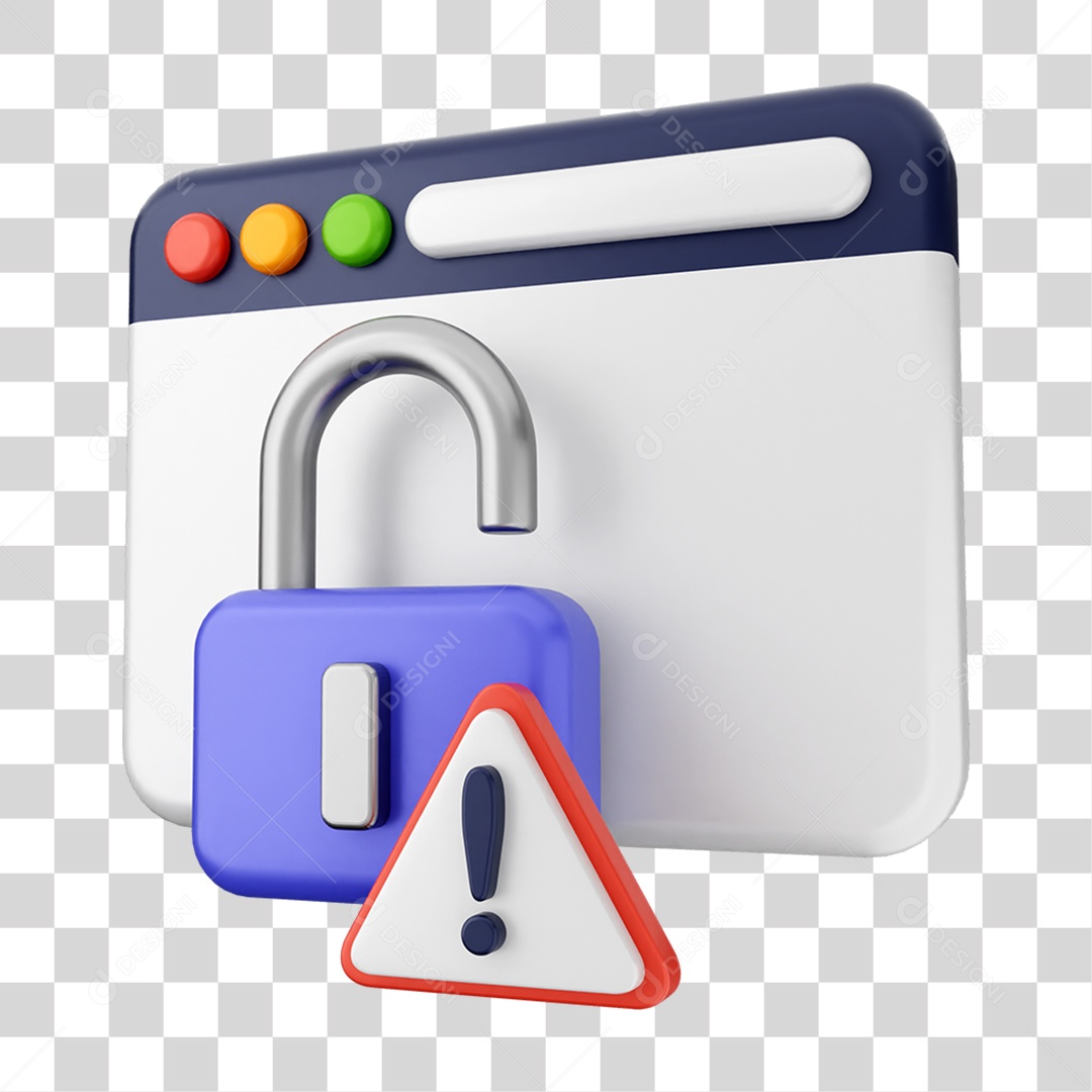 Elemento 3D Segurança na Internet PNG Transparente