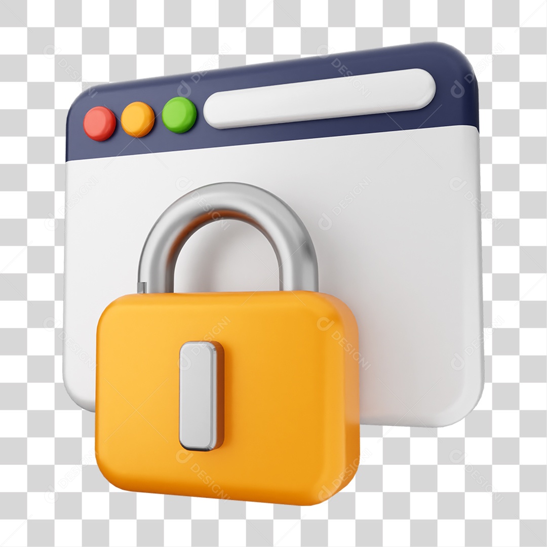 Elemento 3D Segurança na Internet PNG Transparente