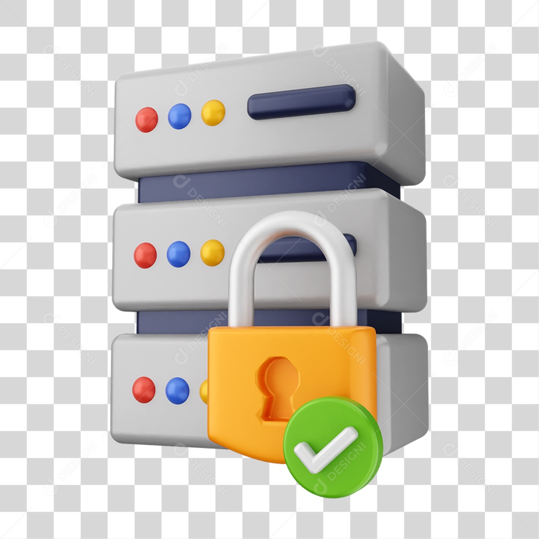 Elemento 3D Segurança na Internet PNG Transparente