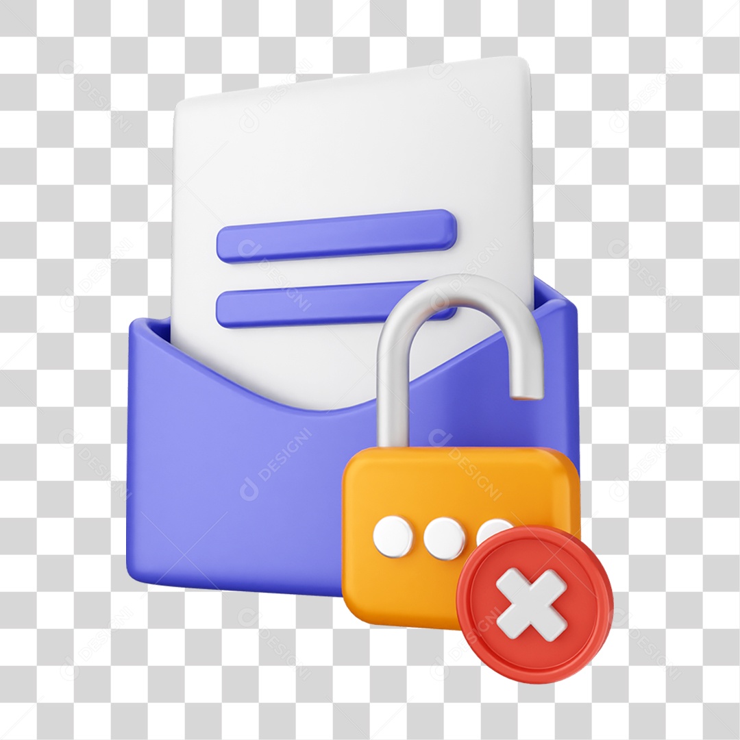 Elemento 3D Segurança na Internet PNG Transparente