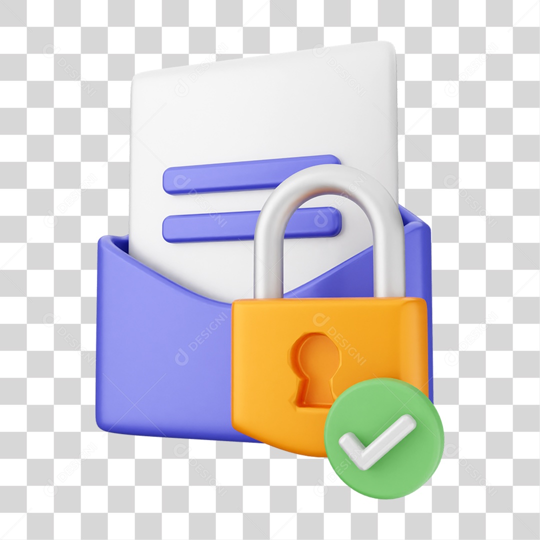 Elemento 3D Segurança na Internet PNG Transparente