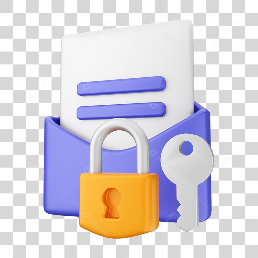 Elemento 3D Segurança na Internet PNG Transparente