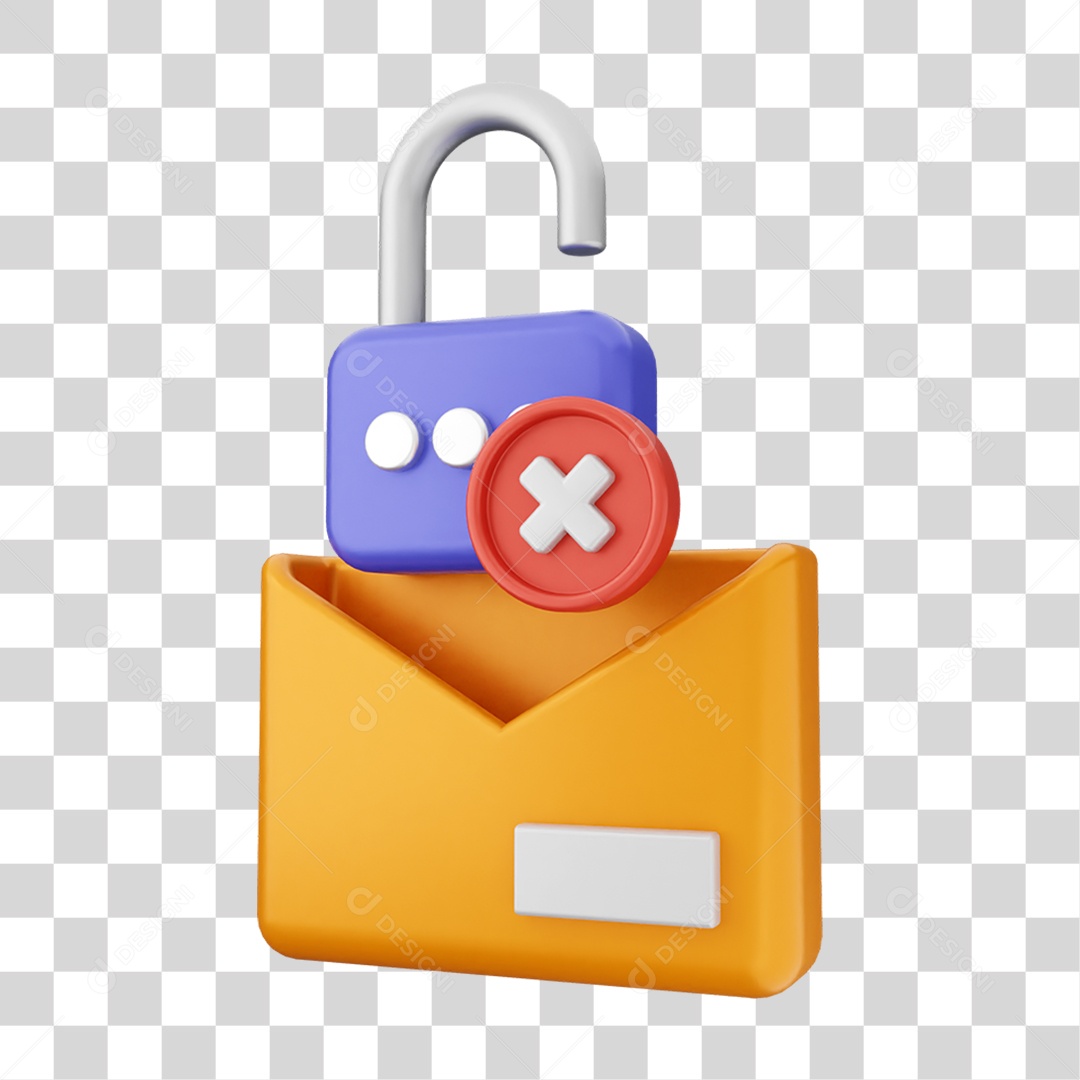 Elemento 3D Segurança na Internet PNG Transparente