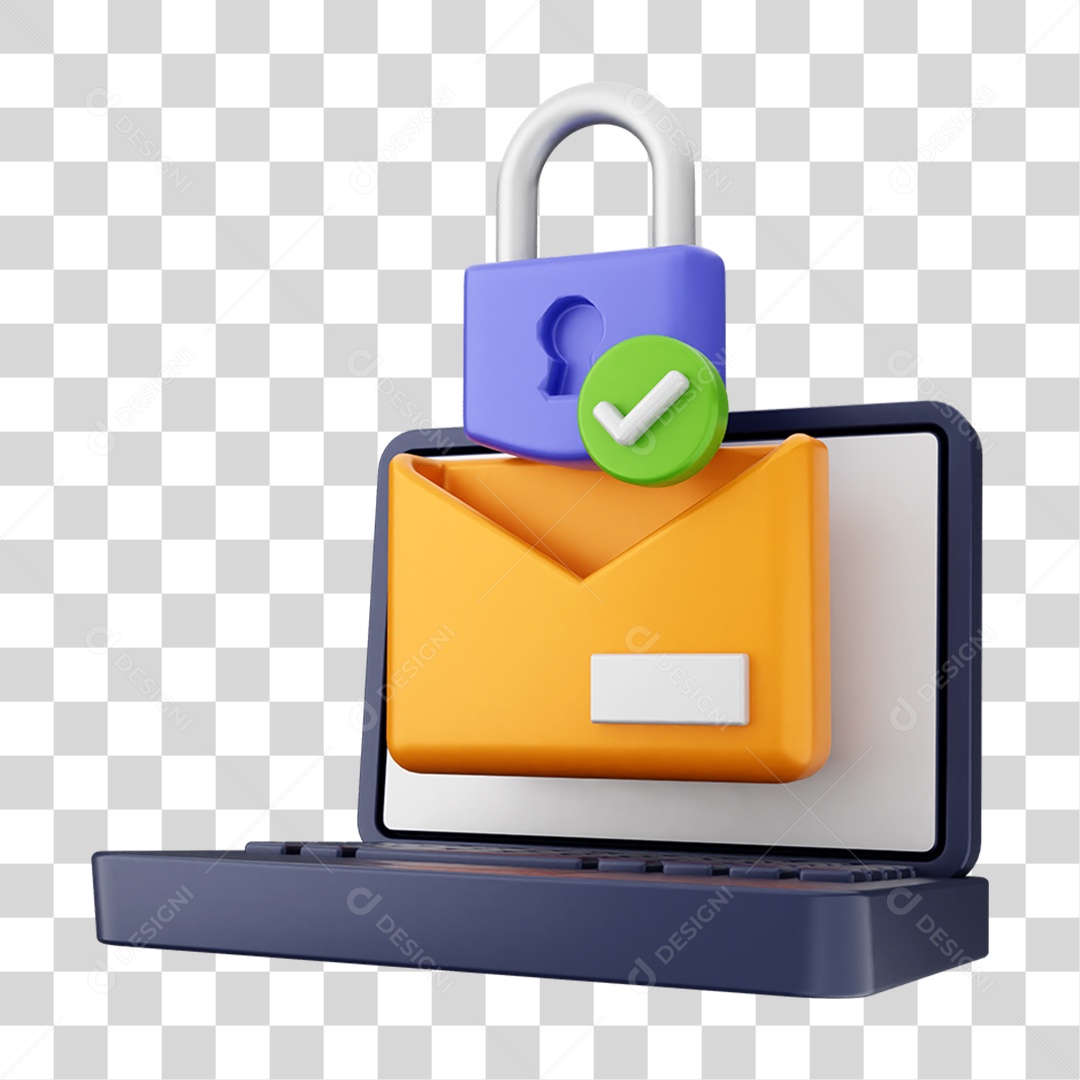 Elemento 3D Segurança na Internet PNG Transparente