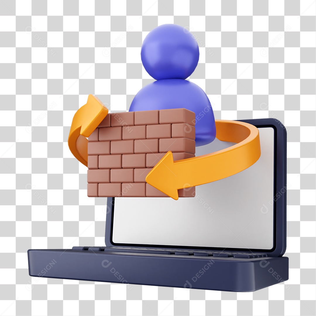 Elemento 3D Segurança na Internet PNG Transparente